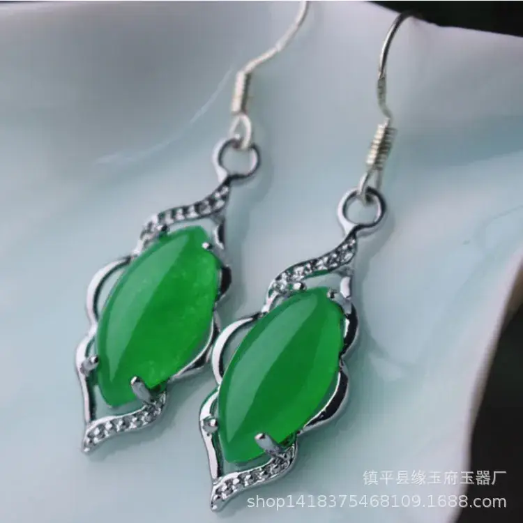 Yang Green Jade Earrings Ice Malay Jade Earrings Wholesale Women's Malay Jade Earrings Jade Earrings - Image 10