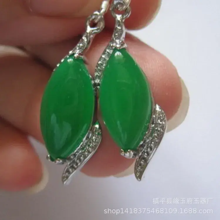 Yang Green Jade Earrings Ice Malay Jade Earrings Wholesale Women's Malay Jade Earrings Jade Earrings - Image 15