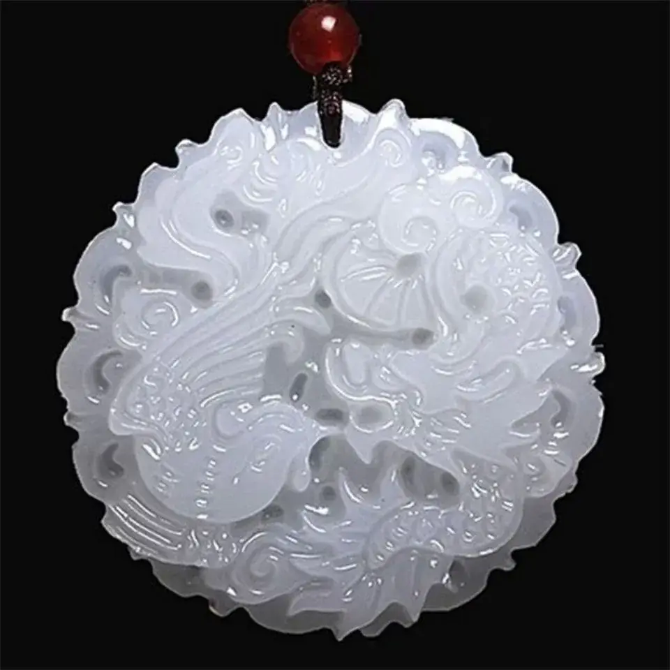 Afghan White Jade Dragon Pendant with Guanyin Design - Image 8