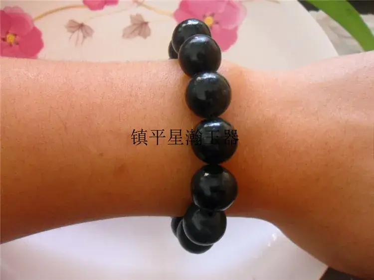 Black Jade Round Bead Bracelet for Men Women - Image 3