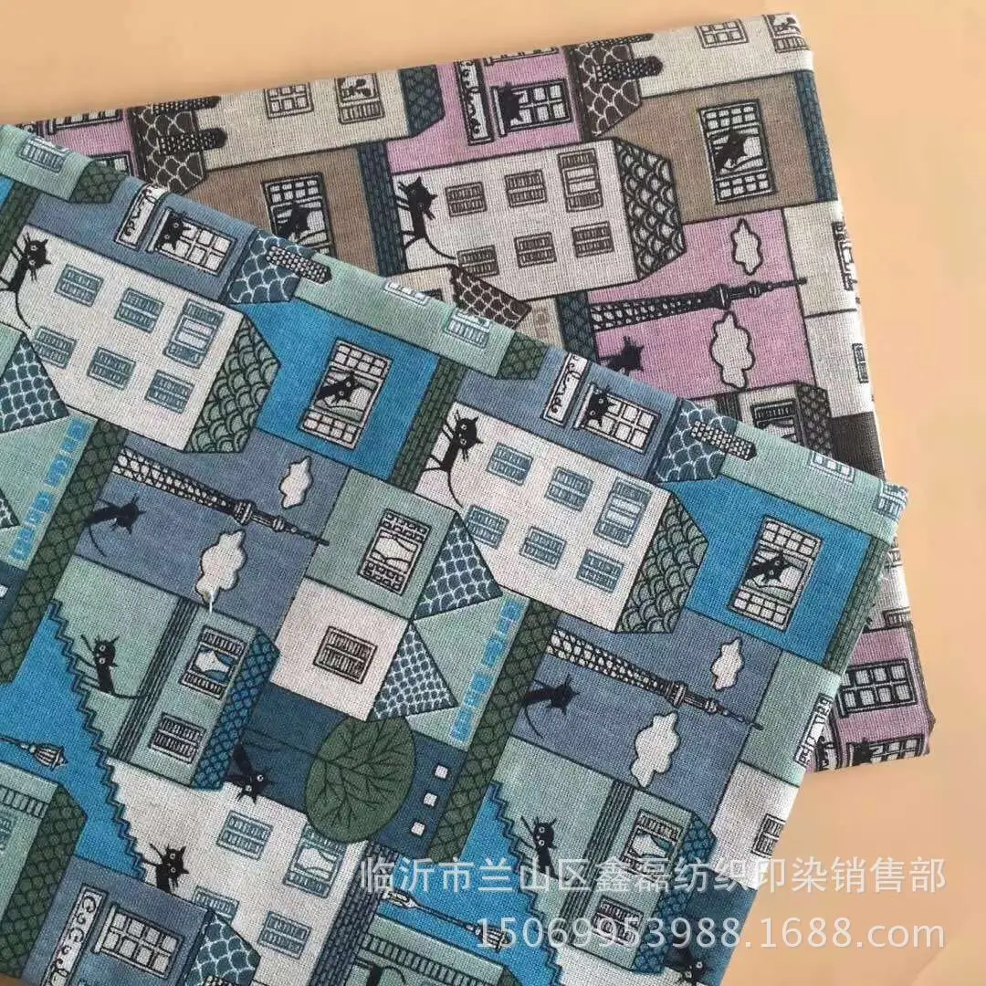 Directly Supplied from the Manufacturer Linen Fabrics Linen Printing Two Colors