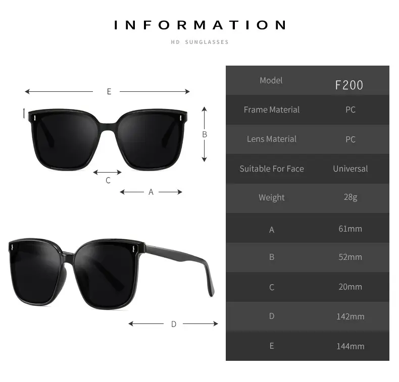 Anti-UV Sunglasses for Men Women Korean Style Polarized Black — feature 20