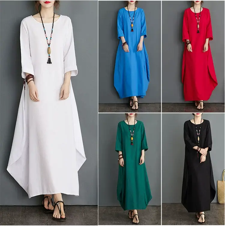 Red Loose Fit Long Skirt Dress for Women — feature 1