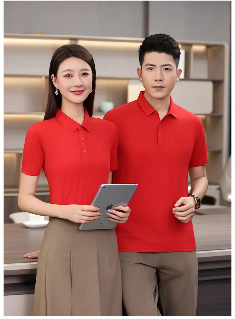 Red Polo T-Shirt for Men with 95% Cotton & 5% Silk — feature 28