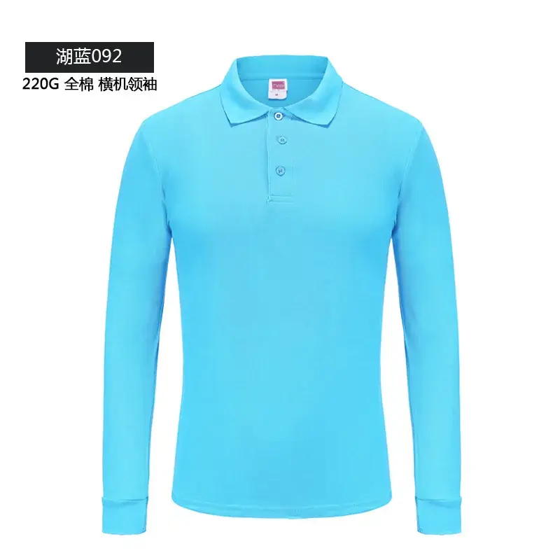 All Cotton Long Sleeve Polo Shirt Black - Image 10