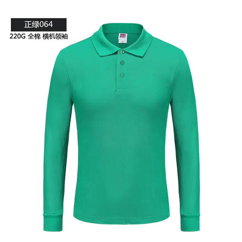 All Cotton Long Sleeve Polo Shirt Black - Image 11