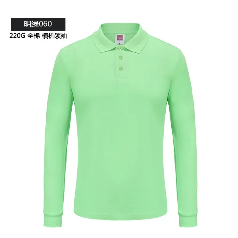 All Cotton Long Sleeve Polo Shirt Black - Image 12