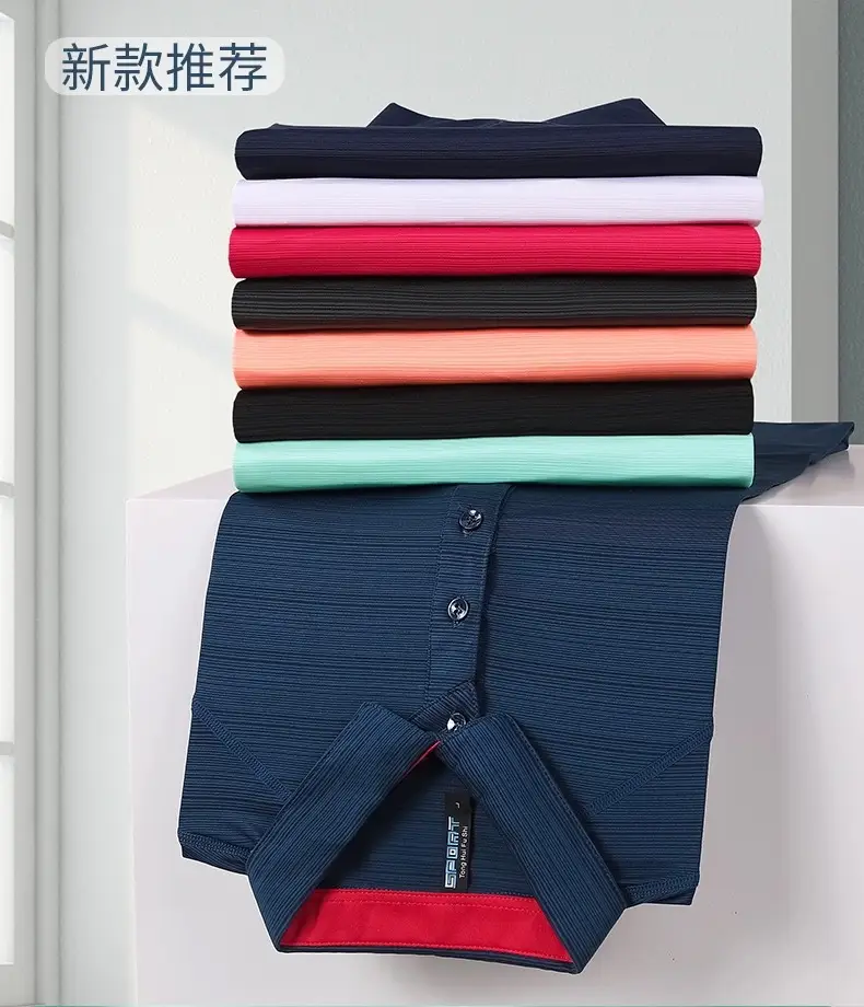 Crystal Silk Polo Shirt Navy Blue 99% Cotton — feature 4