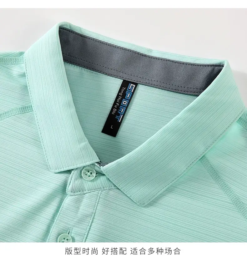 Crystal Silk Polo Shirt Navy Blue 99% Cotton — feature 8