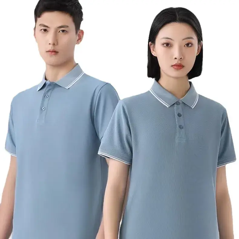 Men Women Polo Shirt Navy Blue 2302 - Image 29