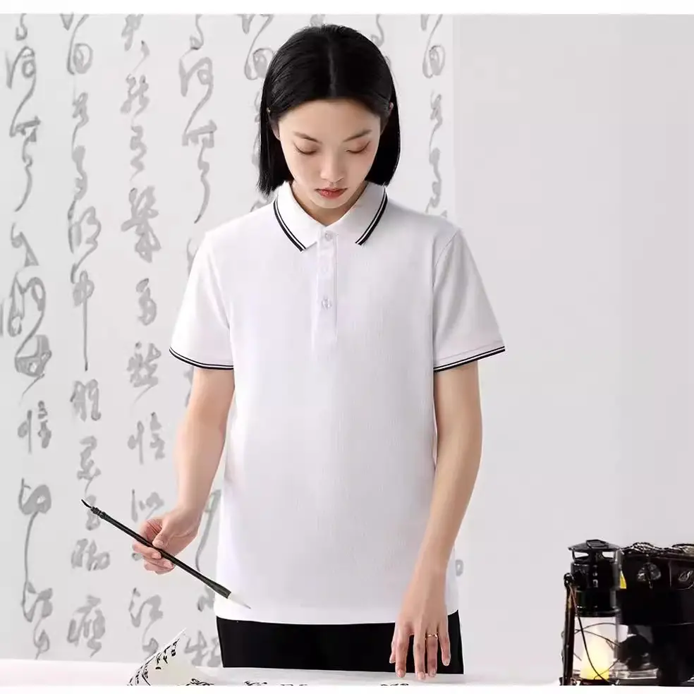 Men Women Polo Shirt Navy Blue 2302 — feature 16