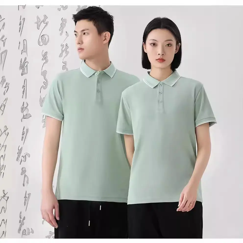 Men Women Polo Shirt Navy Blue 2302 — feature 17