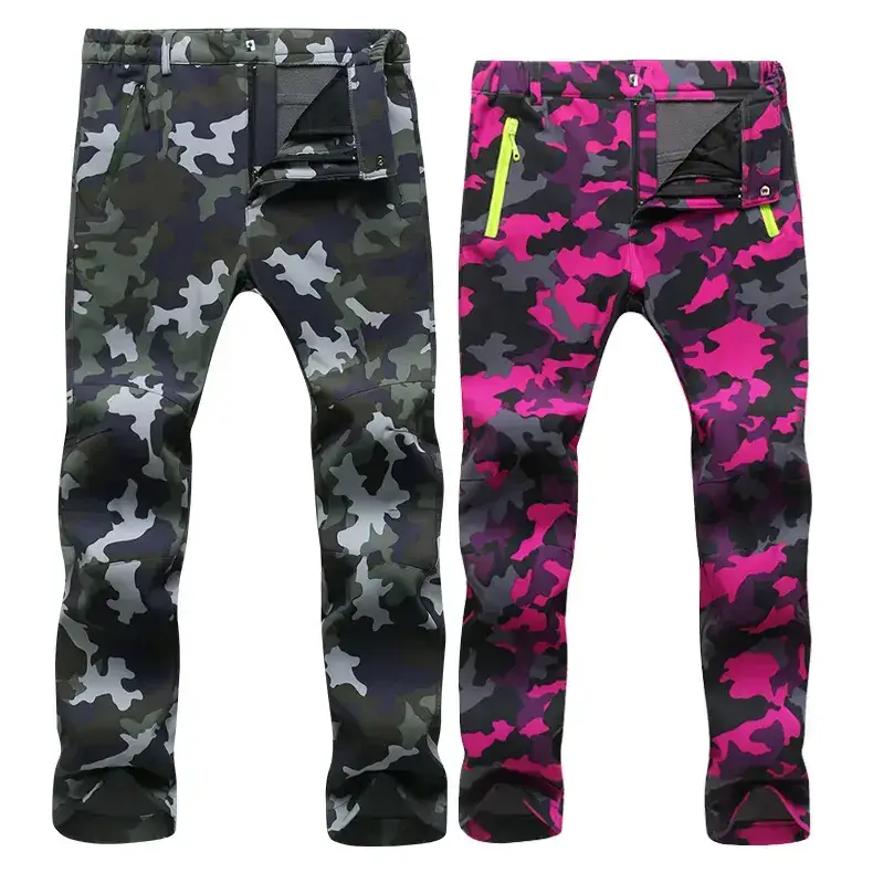 Men Winter Thickened Ski Climbing Fleece Pants Green