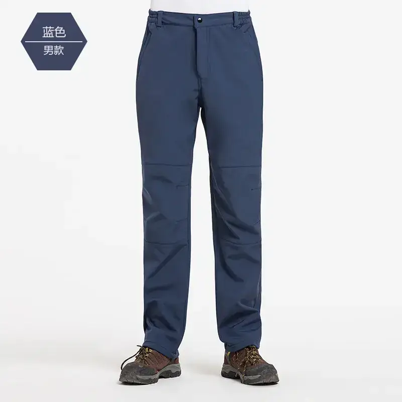 Men Winter Thickened Ski Climbing Fleece Pants Green