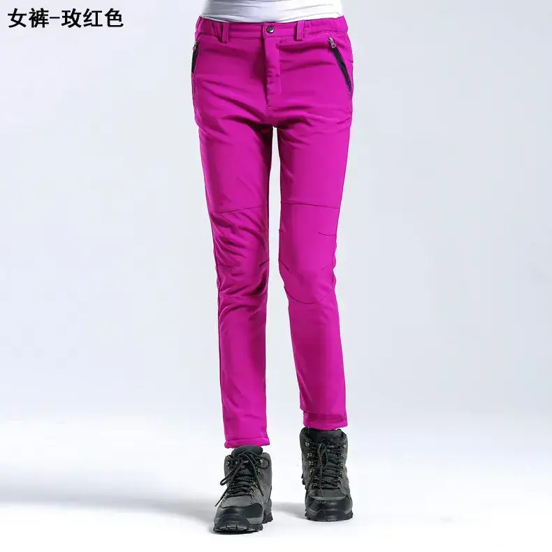 Men Winter Thickened Ski Climbing Fleece Pants Green