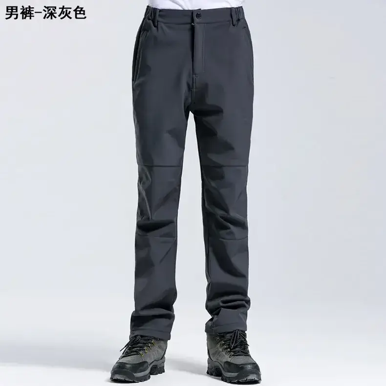 Men Winter Thickened Ski Climbing Fleece Pants Green