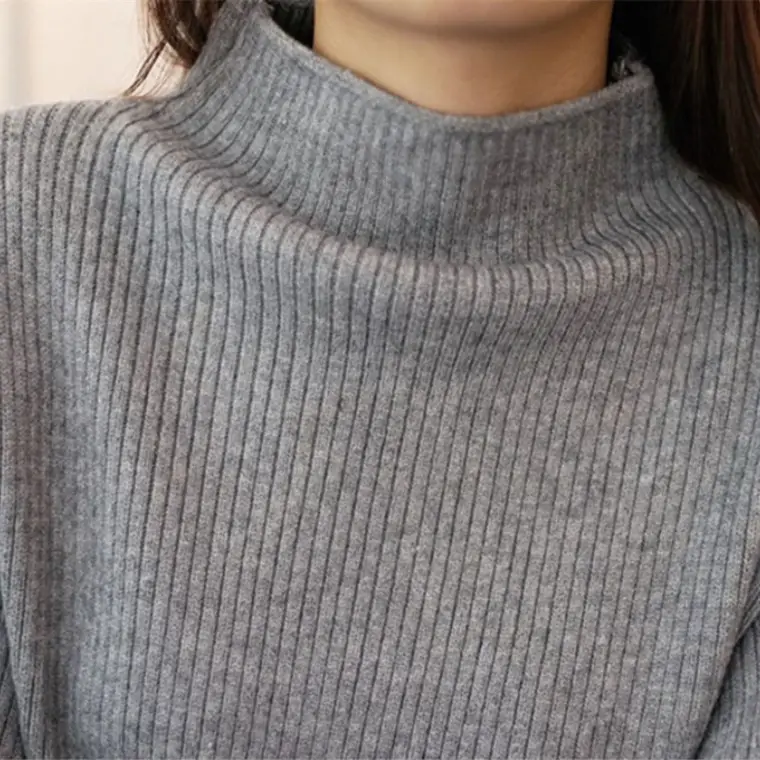 Women Half-Turtleneck Knit Sweater with Lantern Sleeve - Image 14