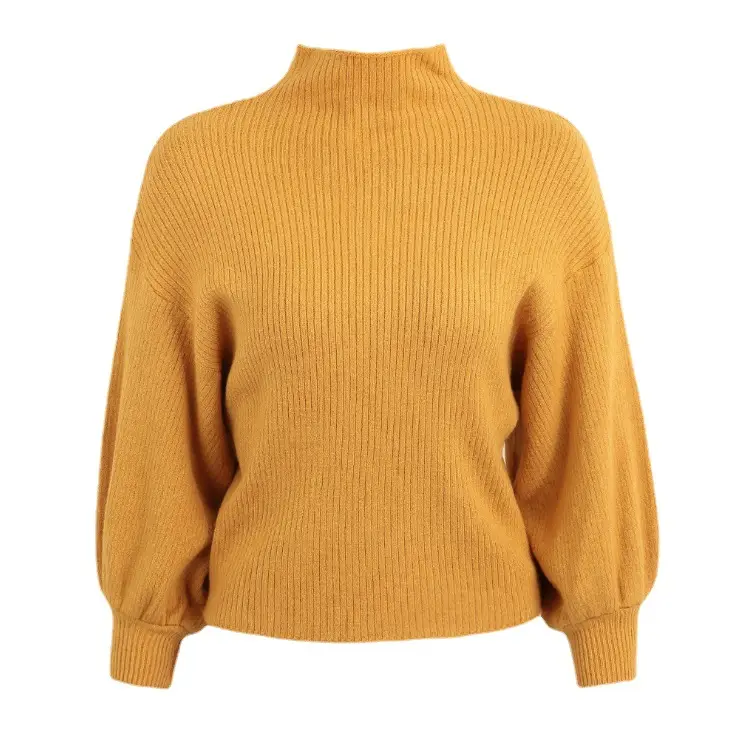 Women Half-Turtleneck Knit Sweater with Lantern Sleeve - Image 16