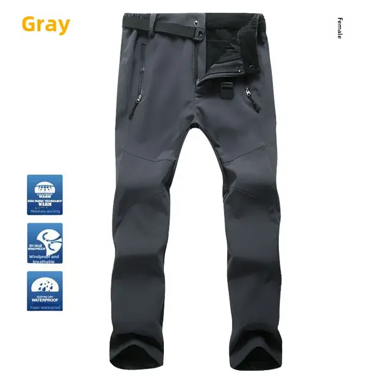 Men's Slim Fit Windproof Ski Pants Gray Large
