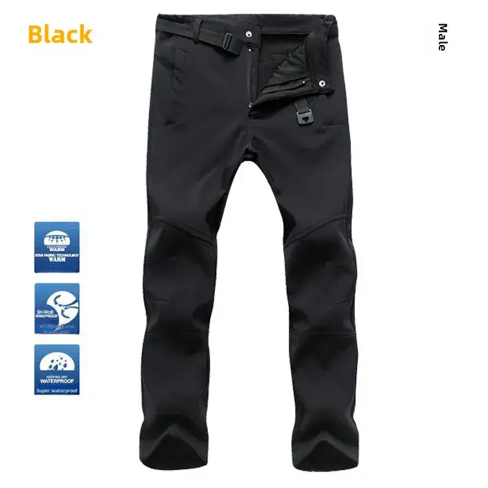 Men's Slim Fit Windproof Ski Pants Gray Large