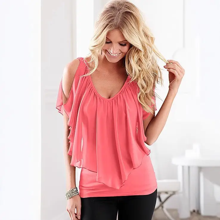 Black Chiffon Stretch Shawl with Deep V-Neck - Image 11