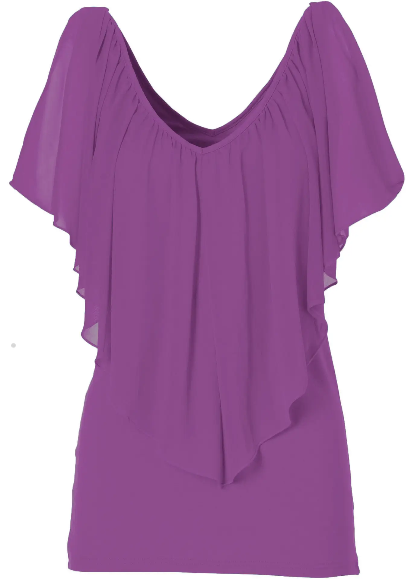 Black Chiffon Stretch Shawl with Deep V-Neck - Image 3