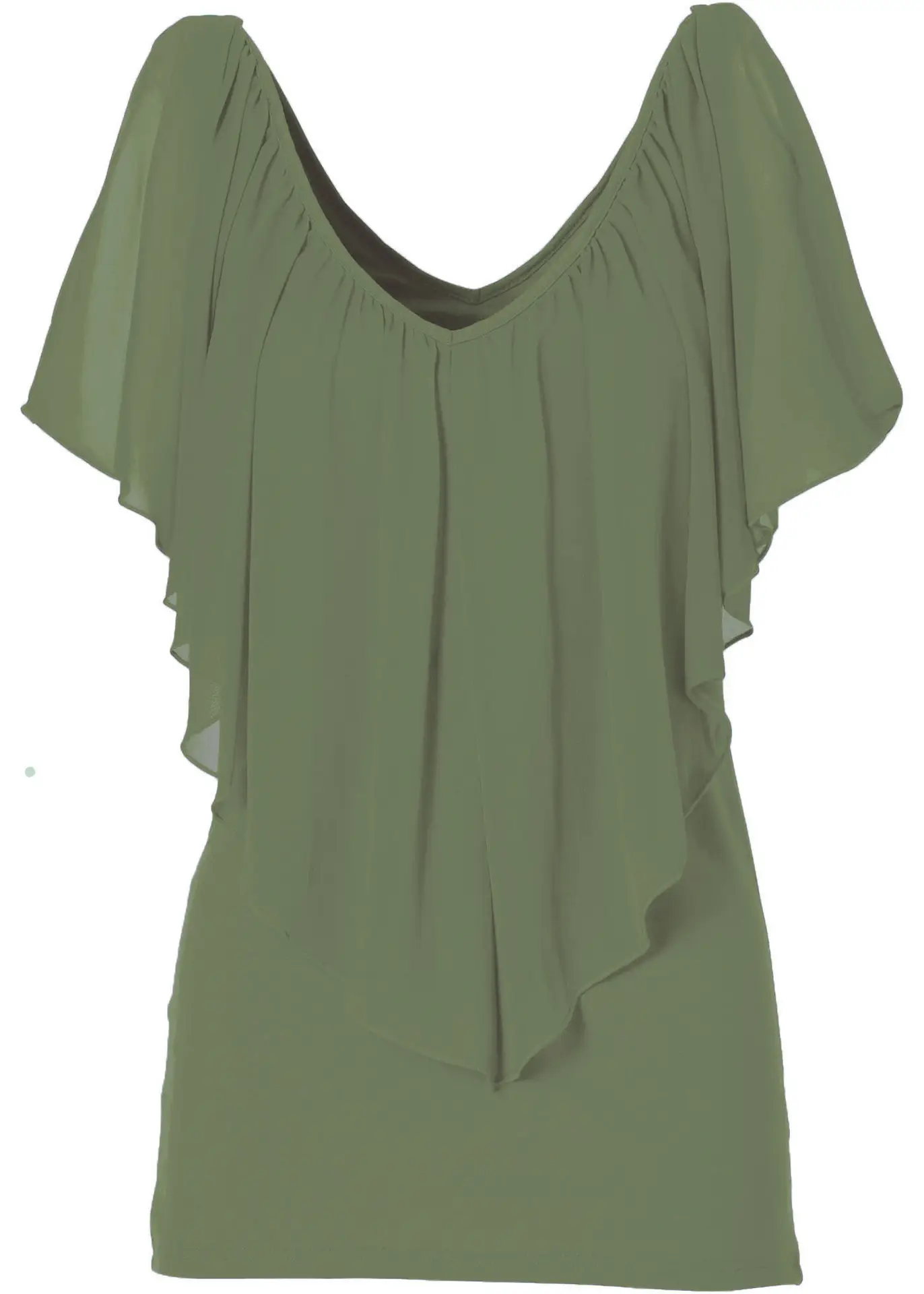 Black Chiffon Stretch Shawl with Deep V-Neck - Image 6
