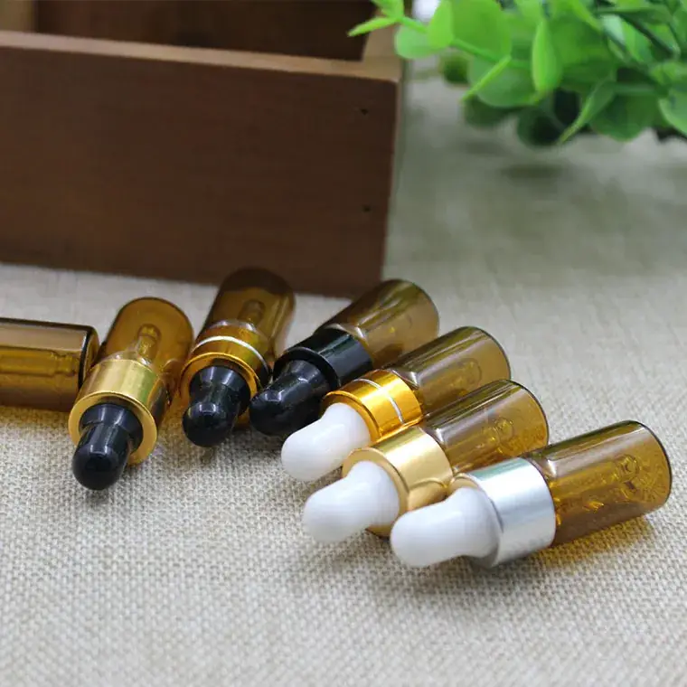 Brown Essential Oil Bottles 3ml Small Glass Cosmetic Packaging - Image 2