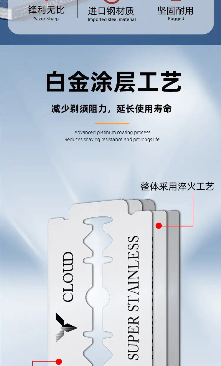 Cloud Super Stainless Double Edge Razor Blades 74pcs — feature 2