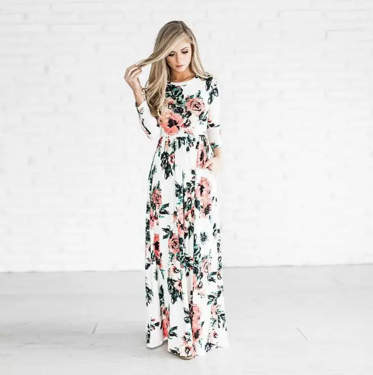2022 Summer Floral Long Sleeve Dress for Women