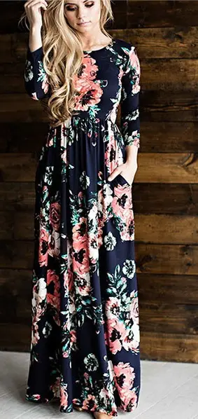 2022 Summer Floral Long Sleeve Dress for Women