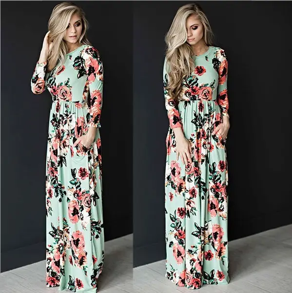 2022 Summer Floral Long Sleeve Dress for Women