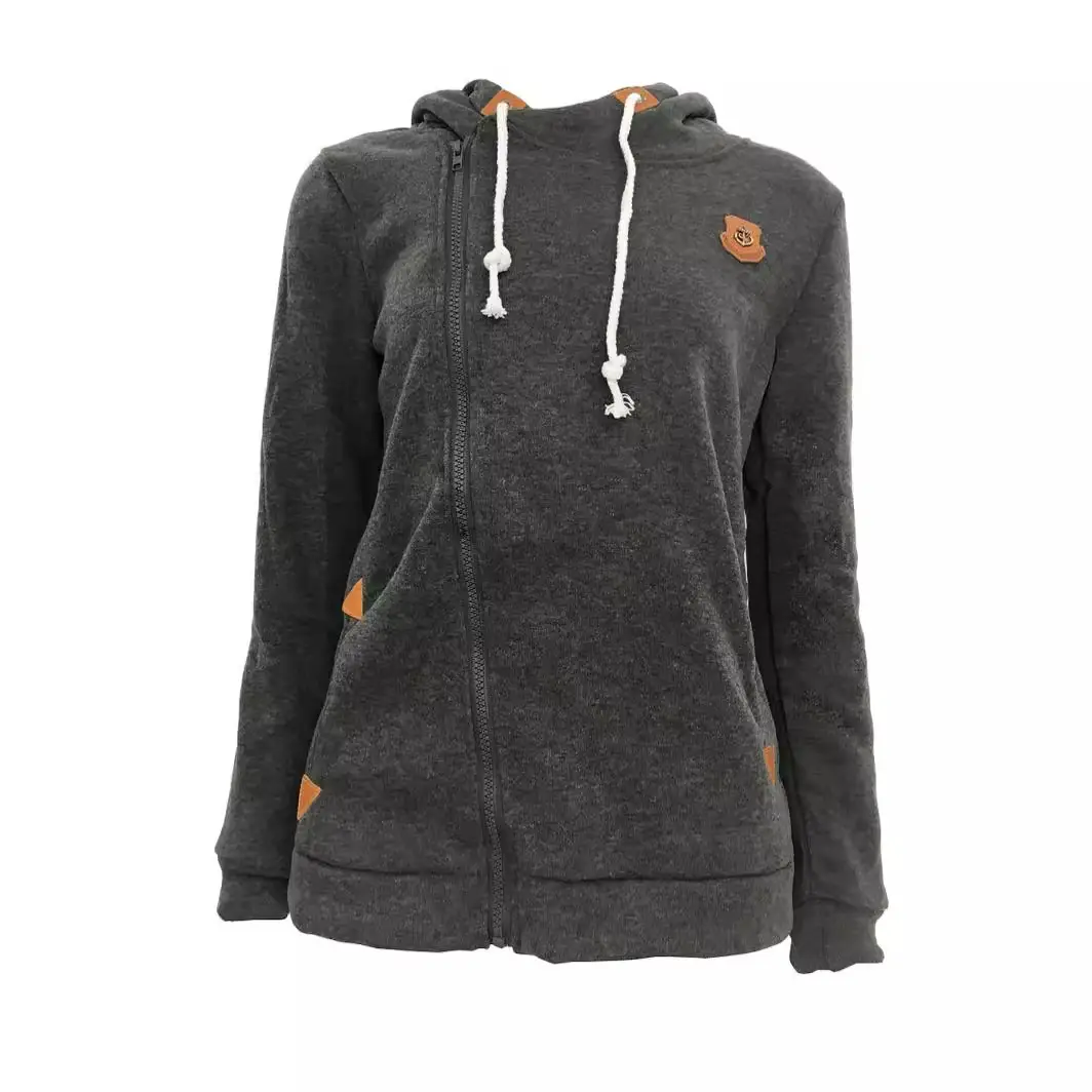 Women's New Era Sweatshirt Hoodie Jacket Side Zipper Dark Green - Image 31