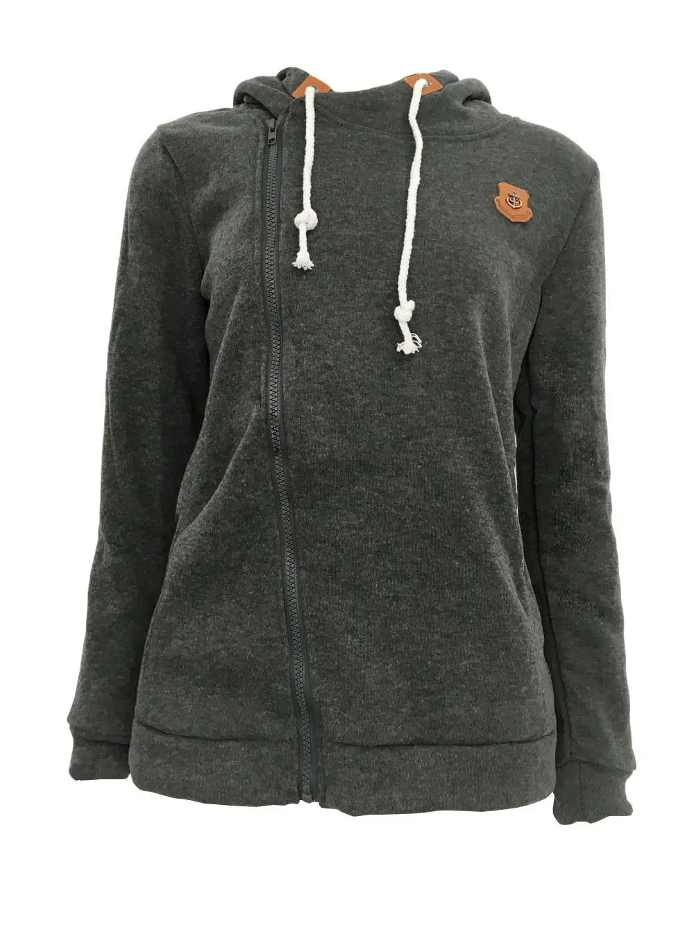 Women's New Era Sweatshirt Hoodie Jacket Side Zipper Dark Green - Image 13
