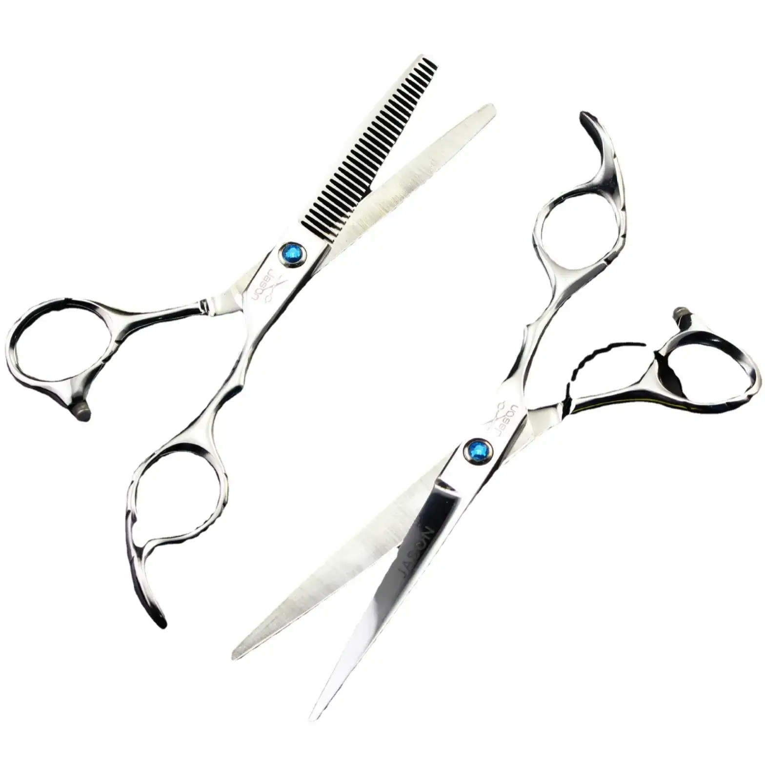 JASON Hair Scissors Set Silver Flat Shears Tooth Shears - Image 3