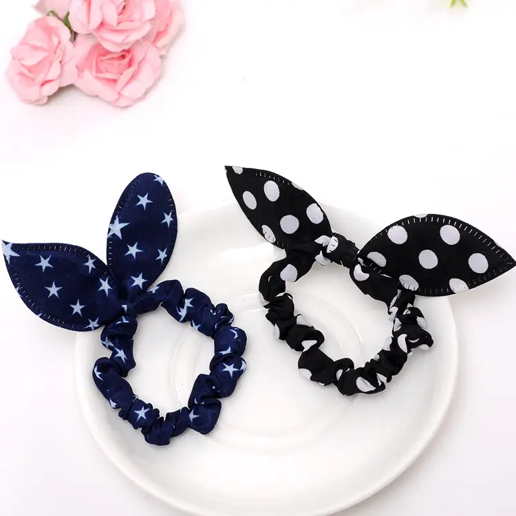 Rabbit Ears Hair Rope with Red Polka Dot Bow