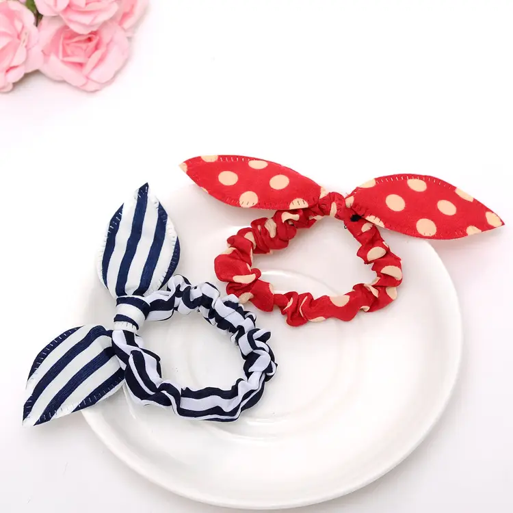 Rabbit Ears Hair Rope with Red Polka Dot Bow
