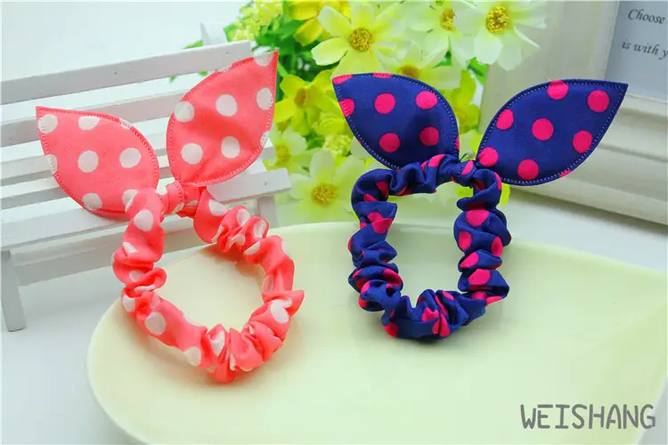 Rabbit Ears Hair Rope with Red Polka Dot Bow — feature 12