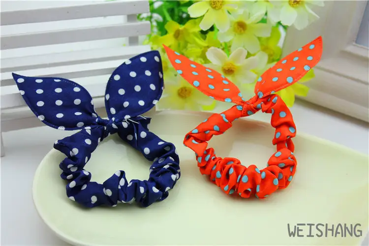 Rabbit Ears Hair Rope with Red Polka Dot Bow — feature 16