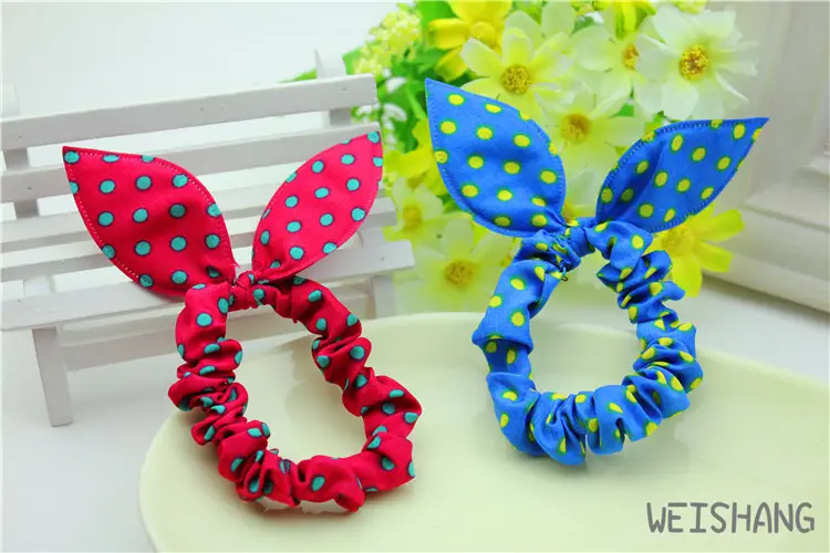 Rabbit Ears Hair Rope with Red Polka Dot Bow — feature 17