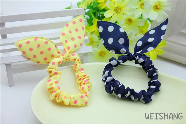 Rabbit Ears Hair Rope with Red Polka Dot Bow — feature 18
