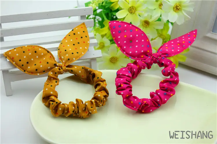 Rabbit Ears Hair Rope with Red Polka Dot Bow — feature 22