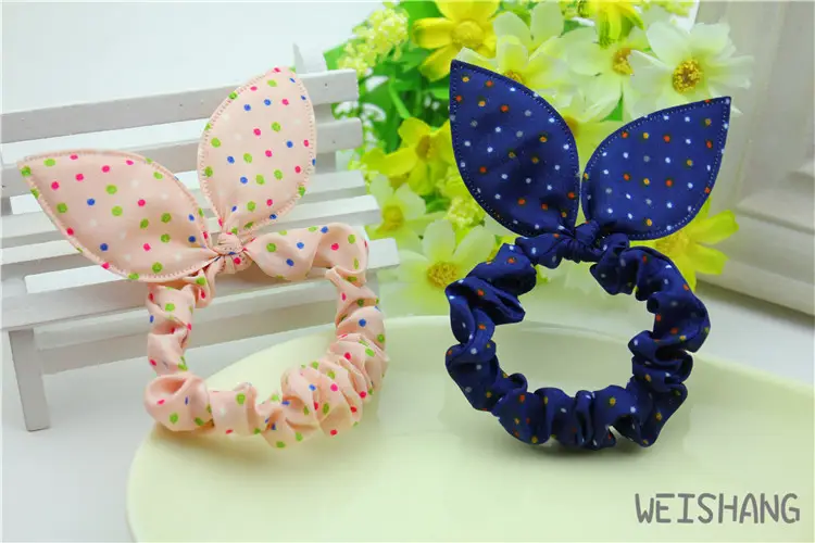 Rabbit Ears Hair Rope with Red Polka Dot Bow — feature 23