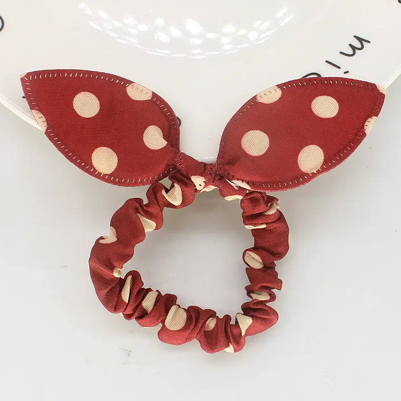 Rabbit Ears Hair Rope with Red Polka Dot Bow