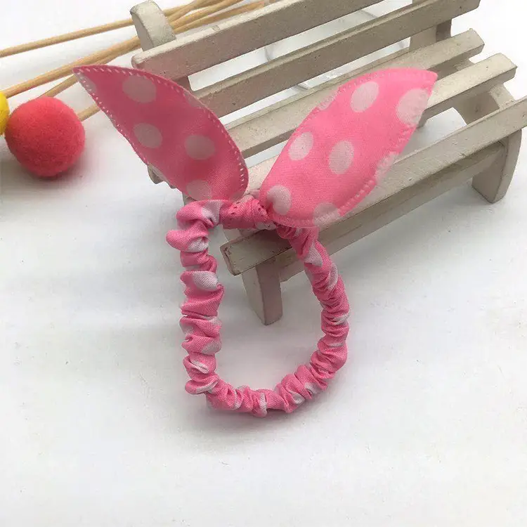 Rabbit Ears Hair Rope with Red Polka Dot Bow
