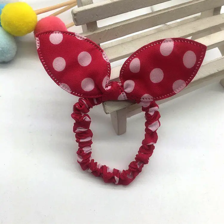 Rabbit Ears Hair Rope with Red Polka Dot Bow