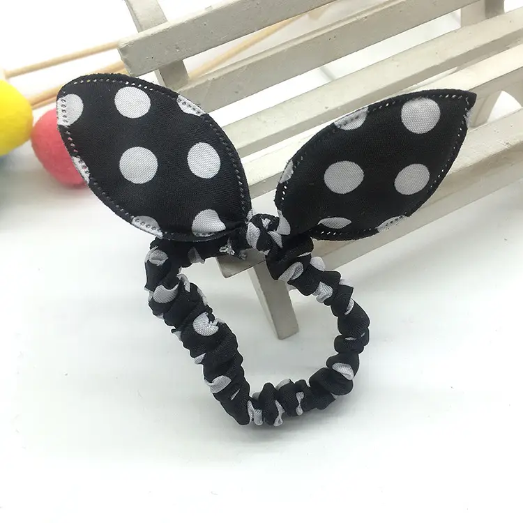 Rabbit Ears Hair Rope with Red Polka Dot Bow
