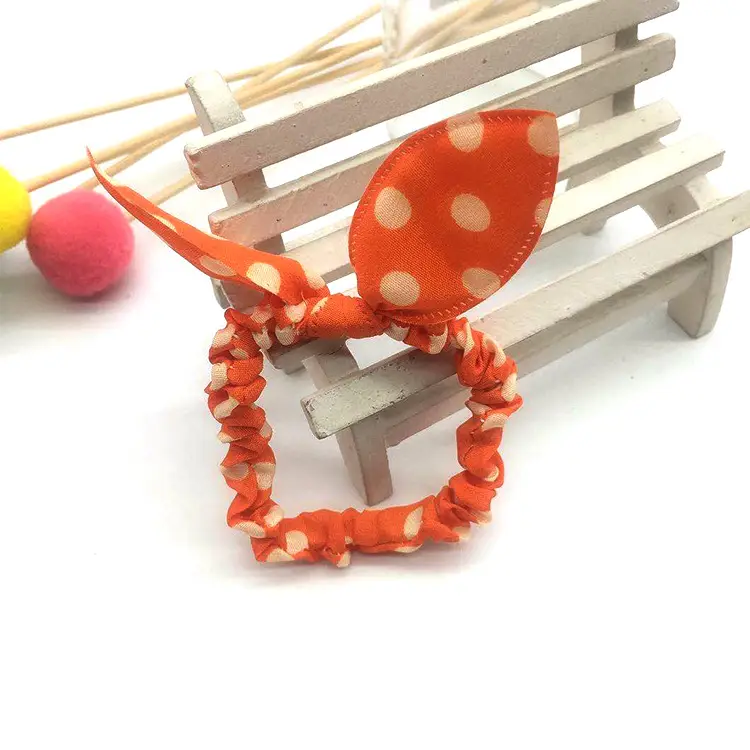 Rabbit Ears Hair Rope with Red Polka Dot Bow