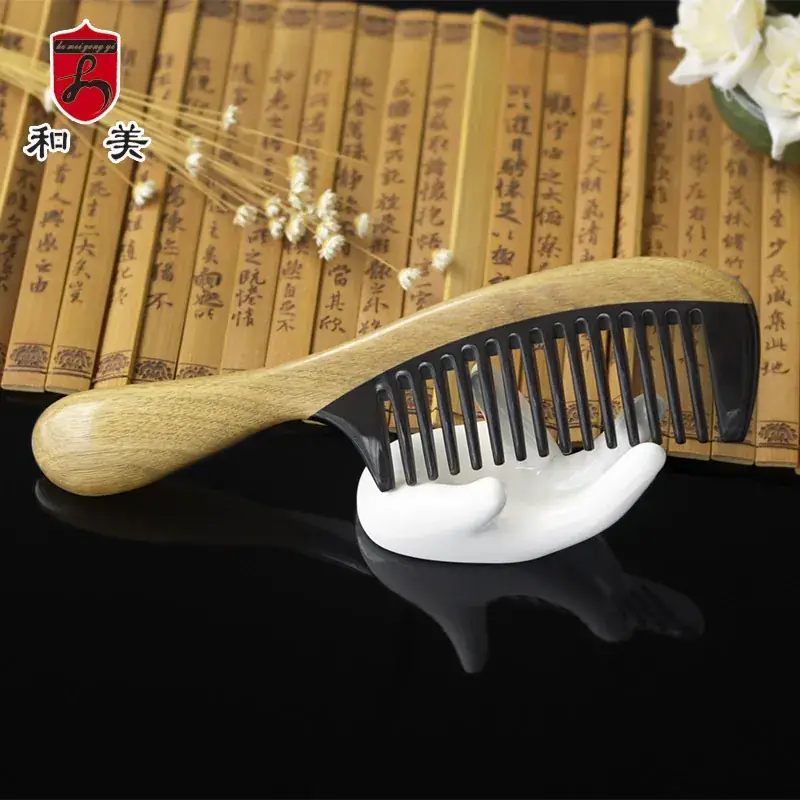 Green Sandalwood Horn Comb for Long Hair Women - Image 6