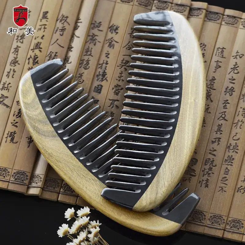 Green Sandalwood Horn Comb for Long Hair Women - Image 8